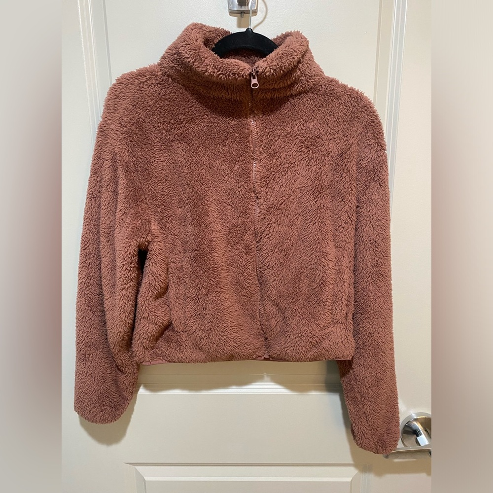 Old Navy Plush Teddy Jacket in Dusty Rose